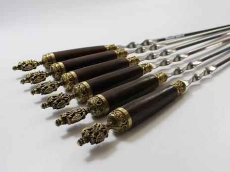Шампура подарочные «РОССИЯ» с деревянной ручкой венге