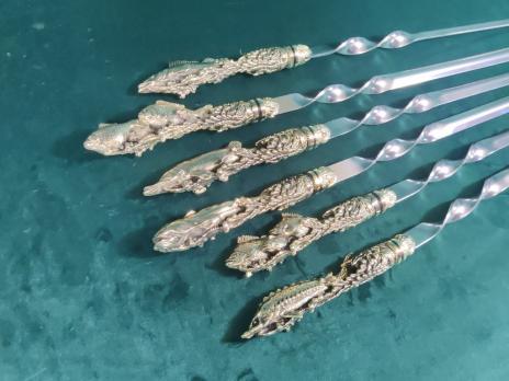 Подарочные шампура "Рыбы" с цельно литой ручкой